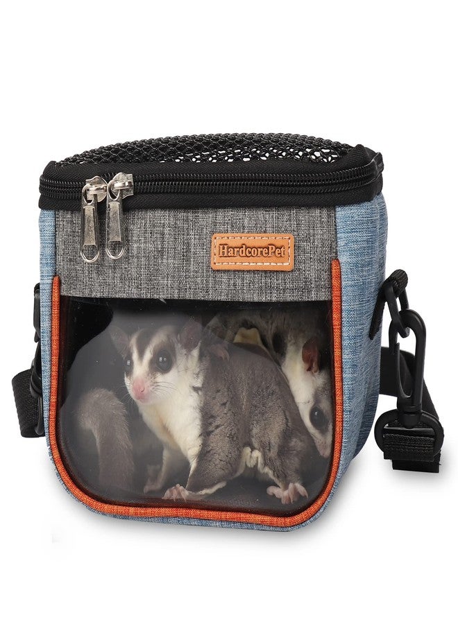 HardcorePet Sugar Glider Carrier Bag, Transparent Breathable Travel Bag for Hamster, Gecko,Baby Hedgehog, Transport Pouch with Breathable Mesh Top (Blue) - Image 1